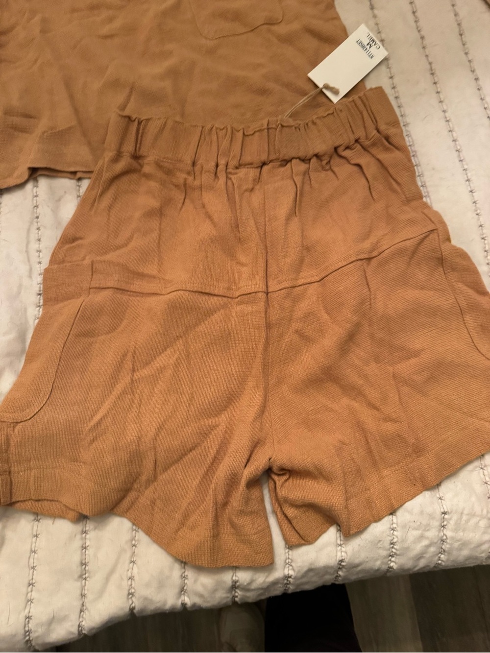 0030 High Waist Suede-Look Shorts in Brown - Picture 3 of 5